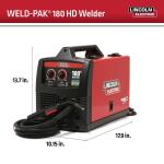 Lincoln ElectricWeld-Pak 180 Amp MIG Flux-Core Wire Feed Welder, 230V, Aluminum Welder with Spool Gun sold separately (K2515-1)