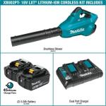 Makita(XBU02PT) 120 MPH 473 CFM 18-Volt X2 LXT (36-Volt) Lithium-Ion Brushless Cordless Leaf Blower Kit with 2 Batteries 5.0Ah and Charger