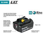 Makita 18V 4.0Ah LXT Lithium-Ion High Capacity Battery Pack with Fuel Gauge and Charger Starter Kit