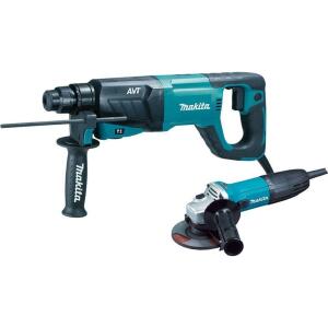 Makita 8 Amp 1 in. Corded SDS-Plus Rotary Hammer Drill for Concrete/Masonry with Anti-Vibration Technology (AVT), and 4-1/2 in. Corded Angle Grinder, all in a Hard Case