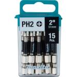 Makita (15-Pack) Impact XPS #2 Phillips 2 in. Power Bit