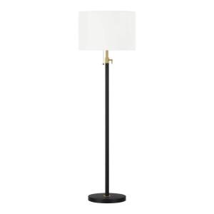 Hampton Bay 65 in. Alderston Adjustable Standard Floor Lamp in Matte Black and Antique Brass