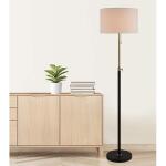 Hampton Bay 65 in. Alderston Adjustable Standard Floor Lamp in Matte Black and Antique Brass