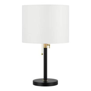 Hampton Bay 26 in. Alderston Matte Black and Antique Brass Adjustable Table Lamp