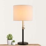 Hampton Bay 26 in. Alderston Matte Black and Antique Brass Adjustable Table Lamp