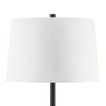 Hampton Bay 61.5 in. Fairford Standard End Table Floor Lamp with Faux Wood and Matte Black Finish, White Fabric Shade