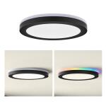 Commercial Electric12 in. LED Flush Mount Smart CCT and RGB Selectable Matte Black Finish with Night Light (LCN3002LM-01 MB)