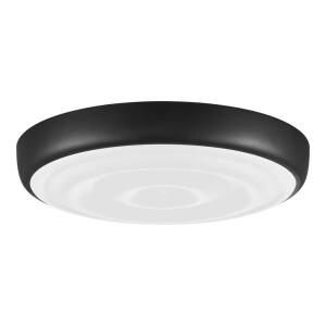 Commercial Electric 15 in. Matte Black LED Ceiling Flush Mount Fixture with Adjustable CCT, Brightness, and Ripple Shade (CB52c1800RP-B)