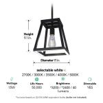 Feit ElectricKatalyst 60-Watt 1-Light Matte Black Modern Adjustable CCT and 3-Light Modes Integrated LED Pendant Light (PND95CCTNLBK)