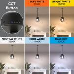 Feit ElectricKatalyst 60-Watt 1-Light Matte Black Modern Adjustable CCT and 3-Light Modes Integrated LED Pendant Light (PND95CCTNLBK)