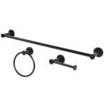 Glacier Bay Lucien 3-Piece Bath Hardware Set with 24 inch Towel Bar Paper Holder Towel Ring in Matte Black