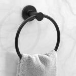 Glacier Bay Lucien 3-Piece Bath Hardware Set with 24 inch Towel Bar Paper Holder Towel Ring in Matte Black