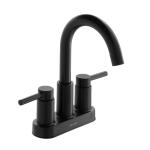 Glacier Bay Dorind 4 in. Matte Black Centerset 2-Handle High-Arc Bathroom Faucet