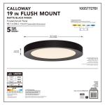 HB CALLOWAY 19 in. Edgelit 5CCT LED Flush Mount with Matte Black Finish(JXM3011LM/MB)