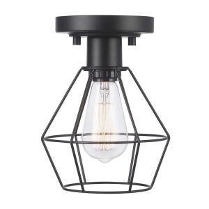 Hampton Bay Bryson 1-Light Flush Mount with Matte Black Caged Shade (66000035)