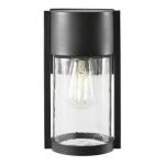 Hampton BayKempster 9.92 in. Modern 1-Light Matte Black Cylinder Outdoor Wall Light Sconce with Clear Glass (W2220-11)