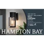 Hampton BayKempster 9.92 in. Modern 1-Light Matte Black Cylinder Outdoor Wall Light Sconce with Clear Glass (W2220-11)