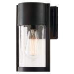 Hampton BayKempster 9.92 in. Modern 1-Light Matte Black Cylinder Outdoor Wall Light Sconce with Clear Glass (W2220-11)