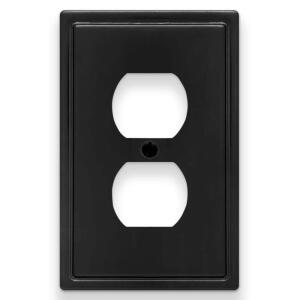 Hampton BaySinclair Matte Black 1-Gang Duplex Outlet Wall Plate (148DMBHB)