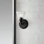 Hampton Bay Marsden 5.5 in. 1-Light Matte Black Transitional Wall Sconce with Clear Glass Shade (HB3675-43)