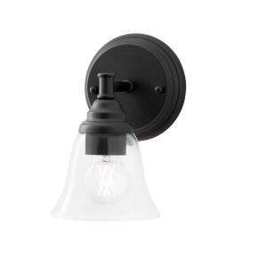 Hampton BayMarsden 5.5 in. 1-Light Matte Black Transitional Wall Sconce with Clear Glass Shade (HB3675-43)