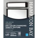 Hampton Bay Woodbury 24.6 in. 1-Light Matte Black Integrated LED Bathroom Vanity Light Bar with Frosted Acrylic Shade (IQP1301LX-07/BK)