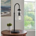 Home Decorators Collection 23.5-inch Bakerston Table Lamp in Matte Black with Clear Glass Shade