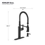 KOHLER Sous Pro-Style Single Handle Pull Down Sprayer Kitchen Faucet in Matte Black (K-R10651-SD-BL)