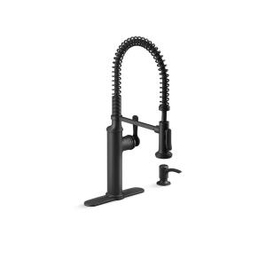 KOHLER Sous Pro-Style Single Handle Pull Down Sprayer Kitchen Faucet in Matte Black (K-R10651-SD-BL)