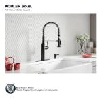 KOHLER Sous Pro-Style Single Handle Pull Down Sprayer Kitchen Faucet in Matte Black (K-R10651-SD-BL)