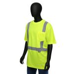 MAXIMUM SAFETY Men's Medium High Visibility Yellow ANSI Class 2 Polyester Short-Sleeve Safety Shirt with Reflective Tape (MX55100-MCC6)