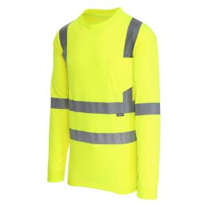 MAXIMUM SAFETYMen's Medium High Visibility Yellow ANSI Class 3 Polyester Long-Sleeve Safety Shirt with Reflective Tape (MX55101-MCC6)