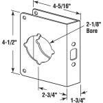 Prime-Line1-3/4 in. x 4-1/2 in. Thick Solid Brass Lock and Door Reinforcer, 2-1/8 in. Single Bore, 2-3/4 in. Backset (U 9558)