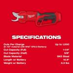 MilwaukeeM12 12V Cordless Brushless Pruner Shears (Tool Only) (2534-20)