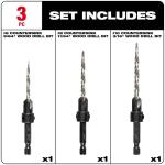 MilwaukeeWood Countersink Drill Bit Set (3-Piece) #6/#8/#10 