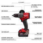 Milwaukee Hammer Drill Driver Kit M18 FUEL 18V Lithium-Ion Brushless Cordless 1/2 in.