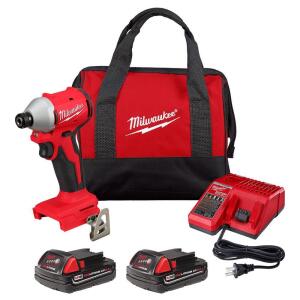 Milwaukee Cordless 1/4 in. Impact Driver Kit with Two 2.0 Ah Batteries and Charger - M18 18V Lithium-Ion Brushless