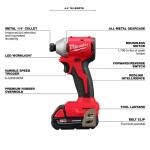 Milwaukee Cordless 1/4 in. Impact Driver Kit with Two 2.0 Ah Batteries and Charger - M18 18V Lithium-Ion Brushless