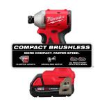 Milwaukee Cordless 1/4 in. Impact Driver Kit with Two 2.0 Ah Batteries and Charger - M18 18V Lithium-Ion Brushless