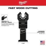 Milwaukee. High Carbon Steel 1-3/8 in Universal Fit Wood Cutting Multi-Tool Oscillating Blade (3-Pack)