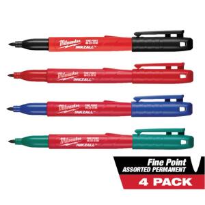 MilwaukeeINKZALL Multi-Colored Fine Point Jobsite Permanent Markers (4-Pack) (48-22-3106)