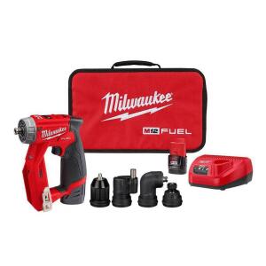 Milwaukee M12 FUEL 12V Lithium-Ion Brushless Cordless 4-in-1 Installation 3/8 in. Drill Driver Kit with 4-Tool Heads (2505-22)