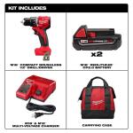 Milwaukee M18 18V Lithium-Ion Brushless Cordless Compact Drill/Driver Kit with a Case, Charger, and Two 2.0 Ah Batteries