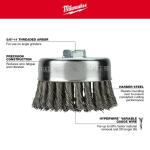 Milwaukee Carbon Steel Knot Wire Cup Brush 3 in.