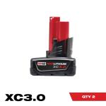 MilwaukeeM12 12-Volt 3.0 Lithium-Ion XC Extended Capacity Ah Battery Pack (2-Pack)