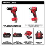 MilwaukeeM18 18-Volt Lithium-Ion Brushless Cordless Compact Hammer Drill/Impact Combo Kit (2-Tool) with (2) Batteries, Bag (3693-22CX)