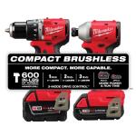 MilwaukeeM18 18-Volt Lithium-Ion Brushless Cordless Compact Hammer Drill/Impact Combo Kit (2-Tool) with (2) Batteries, Bag (3693-22CX)