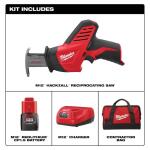 Milwaukee M12 12V Lithium-Ion HACKZALL Cordless Reciprocating Saw Kit with One 1.5Ah Battery, Charger and Tool Bag (2420-21)