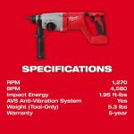 Milwaukee M18 18V Cordless Brushless Lithium-Ion 1 in. SDS-Plus Rotary Hammer with D-Handle (Tool-Only)