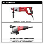 Milwaukee 1 in. SDS D-Handle Rotary Hammer with 8 Amp Cord and 4-1/2 in. Small Angle Grinder